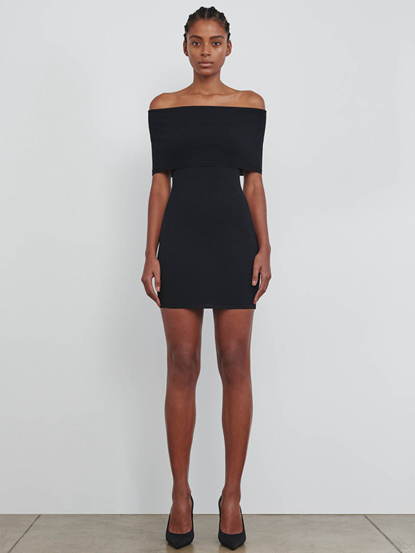 Wardrobe.NYC | Off Shoulder Mini Dress in Black