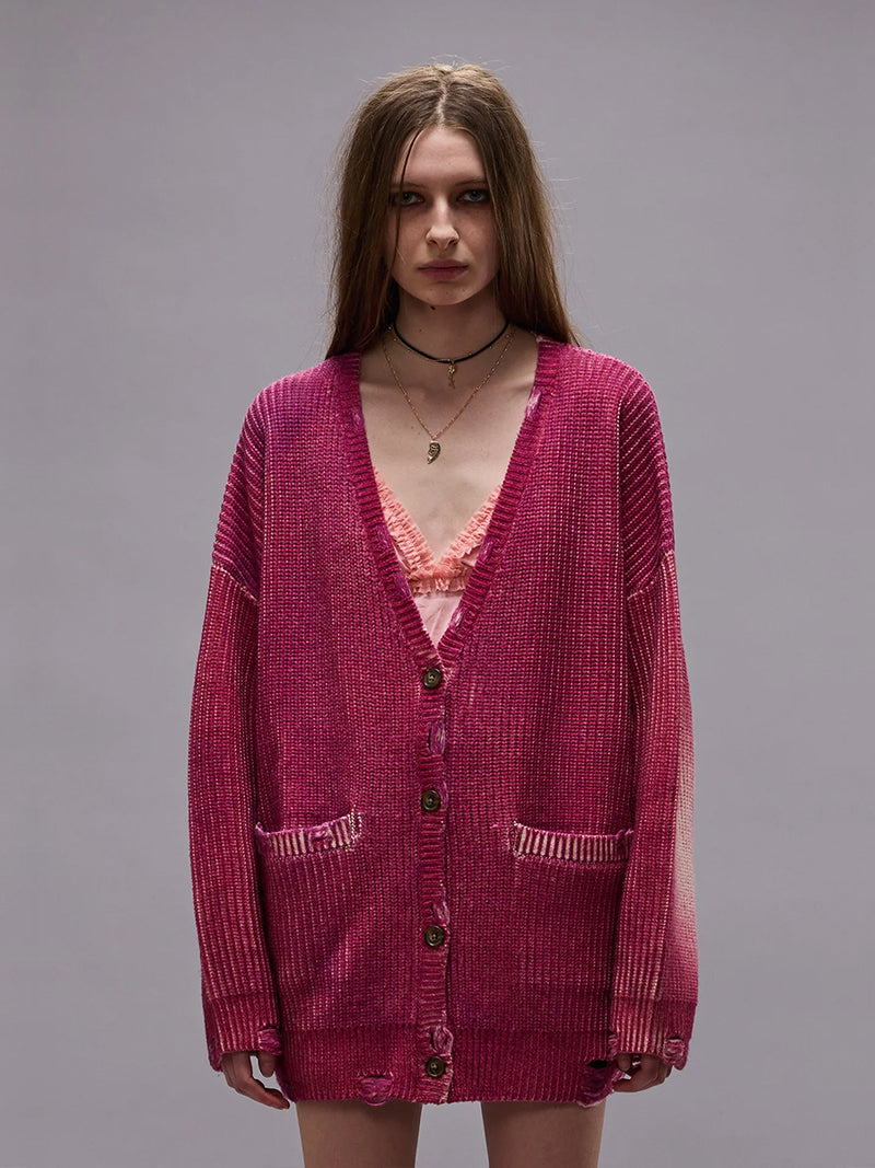 R13 | Oversized Cardigan in Raspberry Print