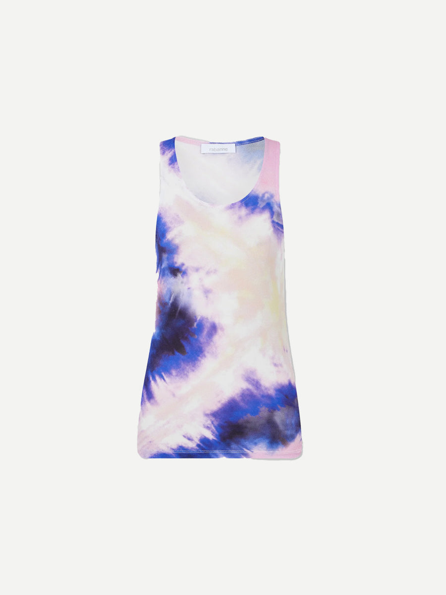 Rabanne | Tank Top in Tie-Dye Printed Pink Jersey