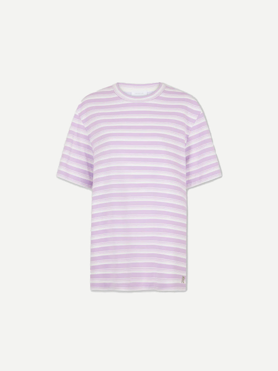 Rabanne | Oversized T-Shirt with Short Sleeves in Lilac Stripe