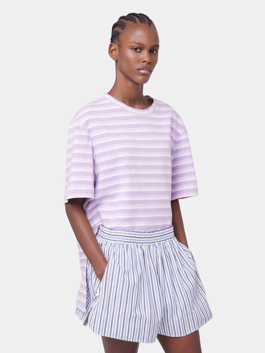 Rabanne | Oversized T-Shirt with Short Sleeves in Lilac Stripe