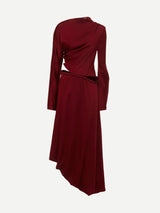 Victoria Beckham | Padded Tube Detail Midi Dress in Oxblood