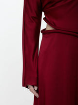 Victoria Beckham | Padded Tube Detail Midi Dress in Oxblood