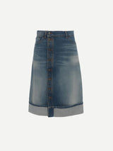 Victoria Beckham | Placket Detail Denim Skirt in Indigo Wash