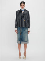 Victoria Beckham | Placket Detail Denim Skirt in Indigo Wash