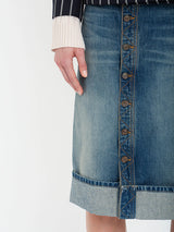 Victoria Beckham | Placket Detail Denim Skirt in Indigo Wash