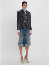 Victoria Beckham | Placket Detail Denim Skirt in Indigo Wash