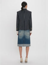 Victoria Beckham | Placket Detail Denim Skirt in Indigo Wash