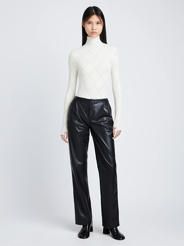 Proenza Schouler White Label Pointelle Diamonds Turtleneck Top In Off White