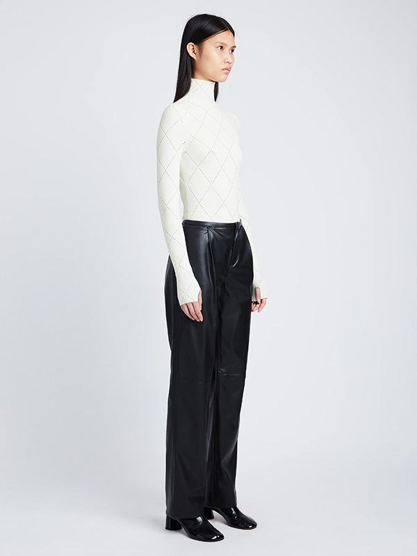 Proenza Schouler White Label Pointelle Diamonds Turtleneck Top In Off White