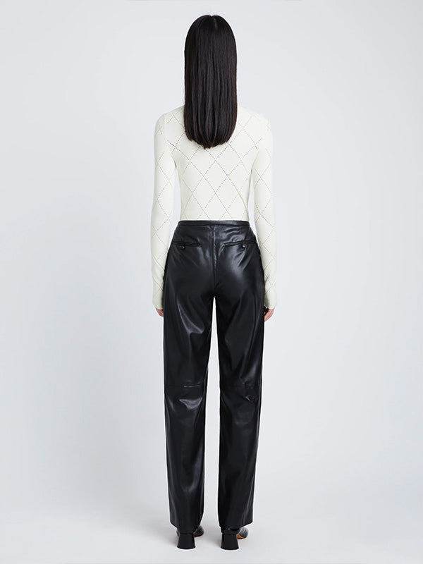 Proenza Schouler White Label Pointelle Diamonds Turtleneck Top In Off White