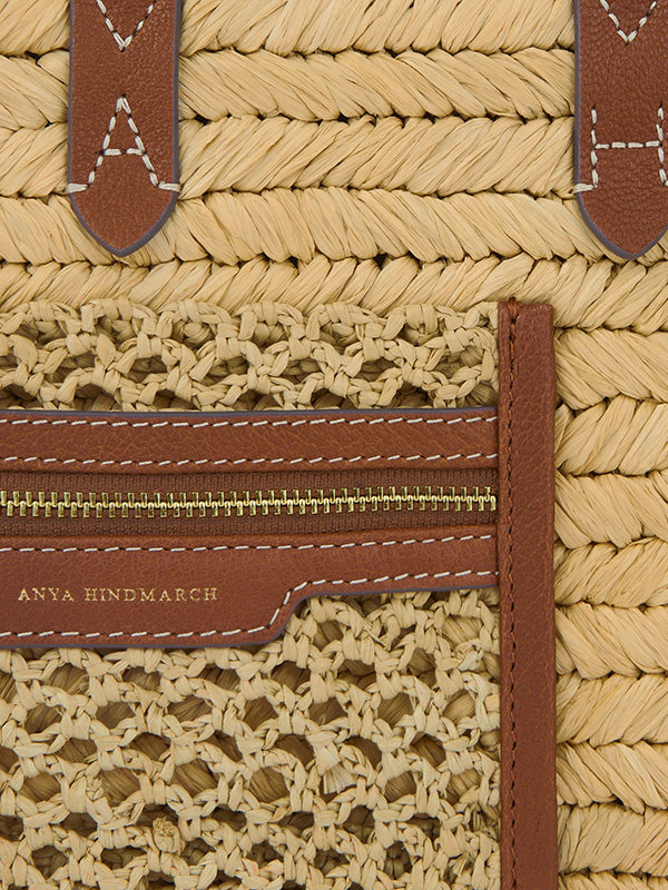 Raffia Pocket XS Cross-body Tote with Cedar