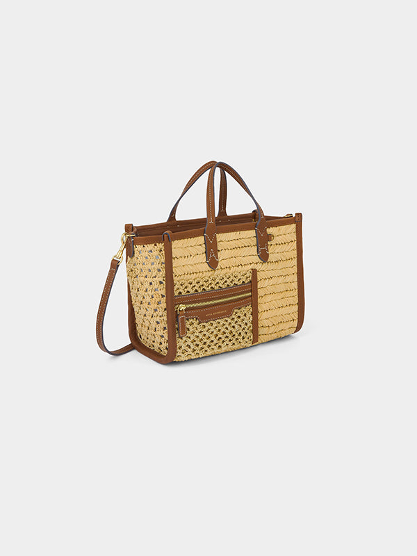 Raffia Pocket XS Cross-body Tote with Cedar