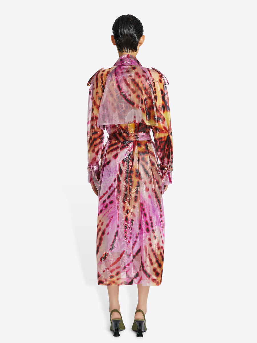 Dries Van Noten | Risto Printed Trench Coat in Fuchsia