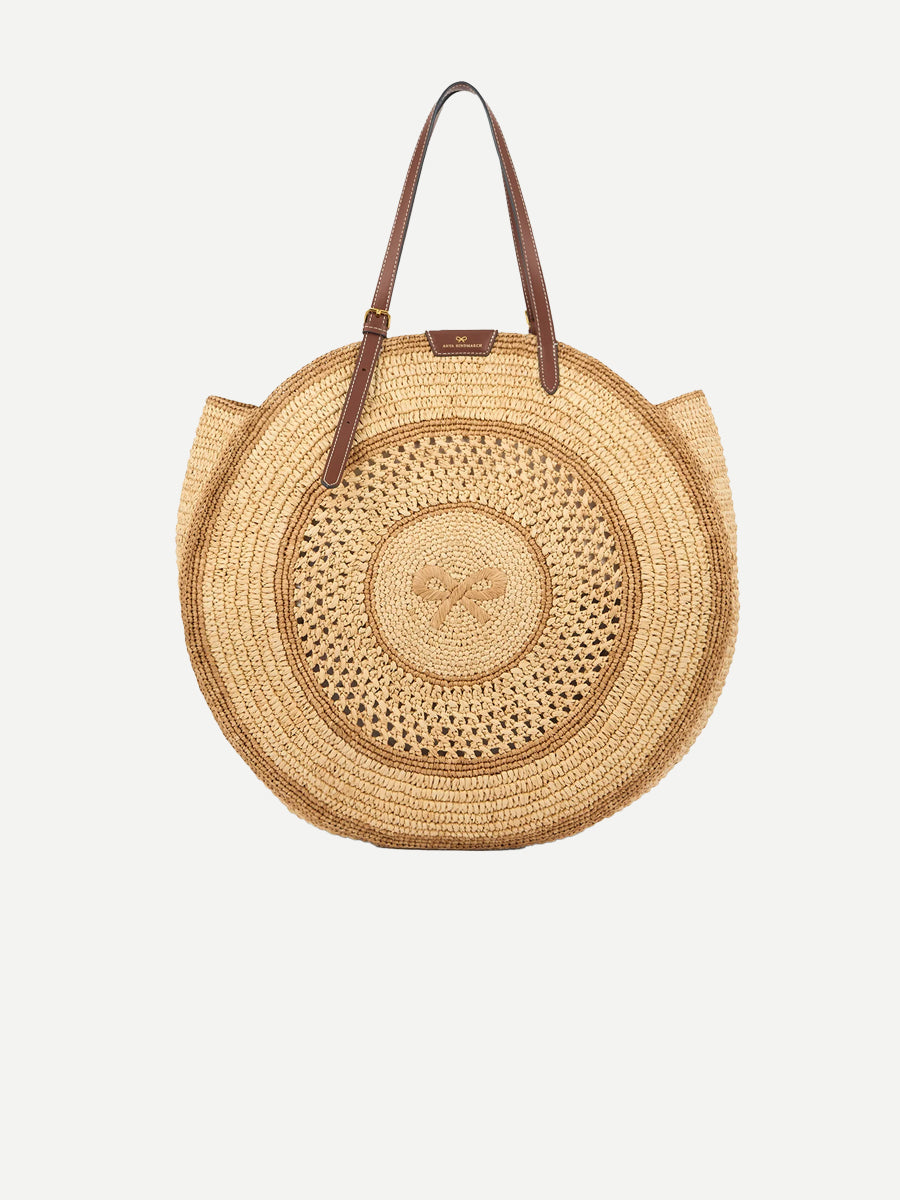 Anya Hindmarch | Round Bow Tote in Natural Raffia