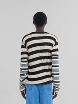 Round Neck Sweater in Faded Cotton Stripe