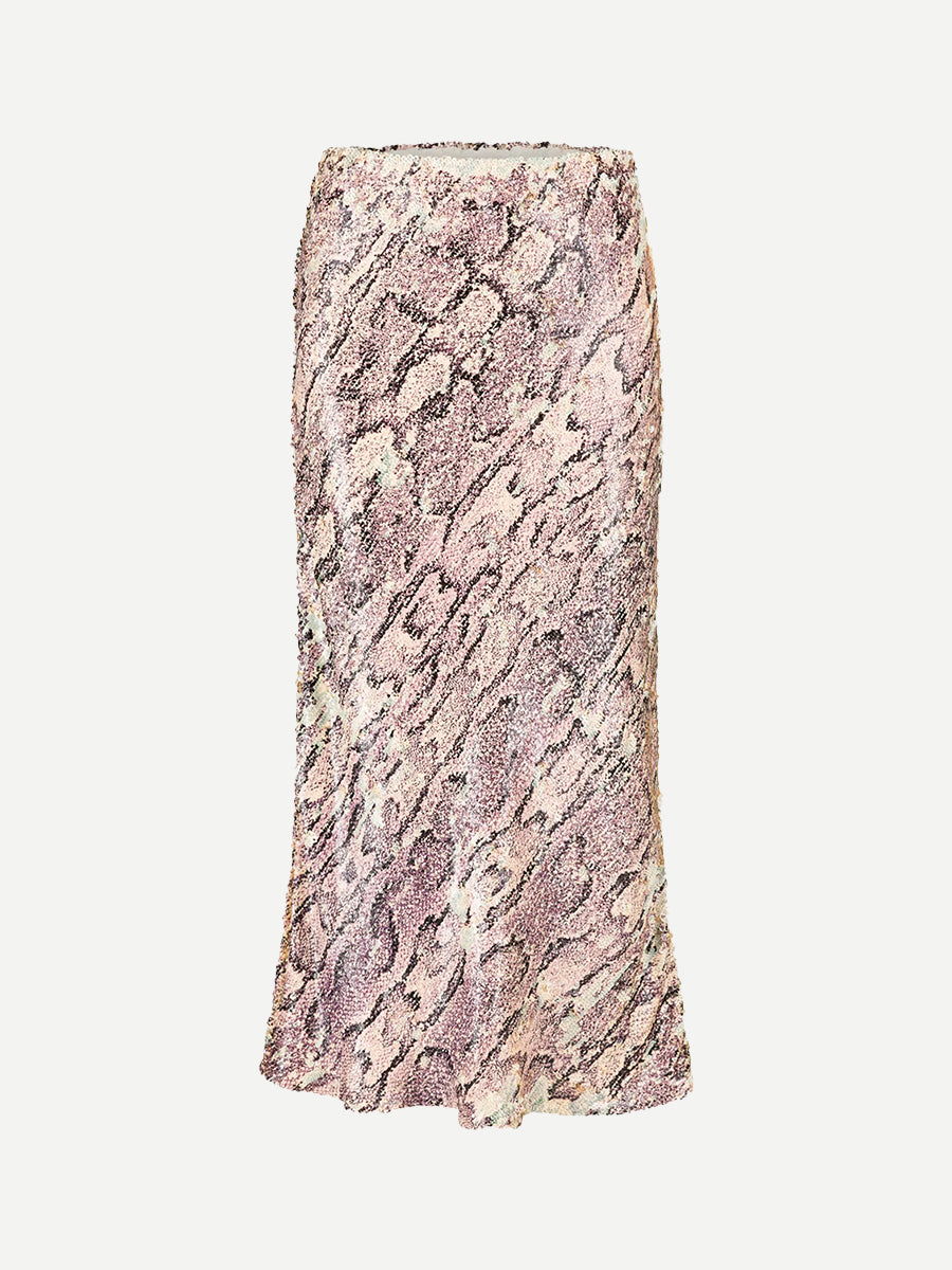 Dries Van Noten | Separ Embellished Skirt in Lilac Snakeprint