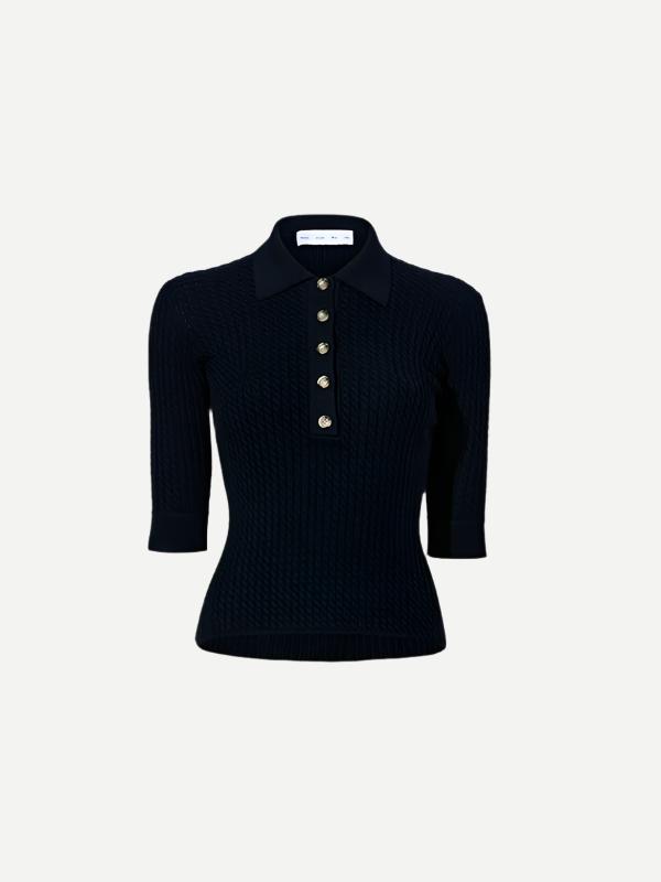 PROENZA SCHOULER WHITE LABEL | Sera Knit Polo in Black