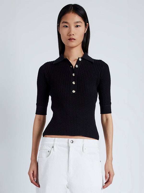 PROENZA SCHOULER WHITE LABEL | Sera Knit Polo in Black