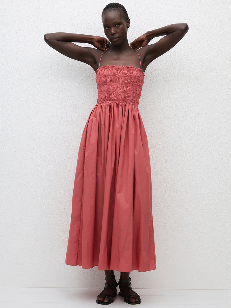 Matteau | Shirred Bodice Dress in Rose