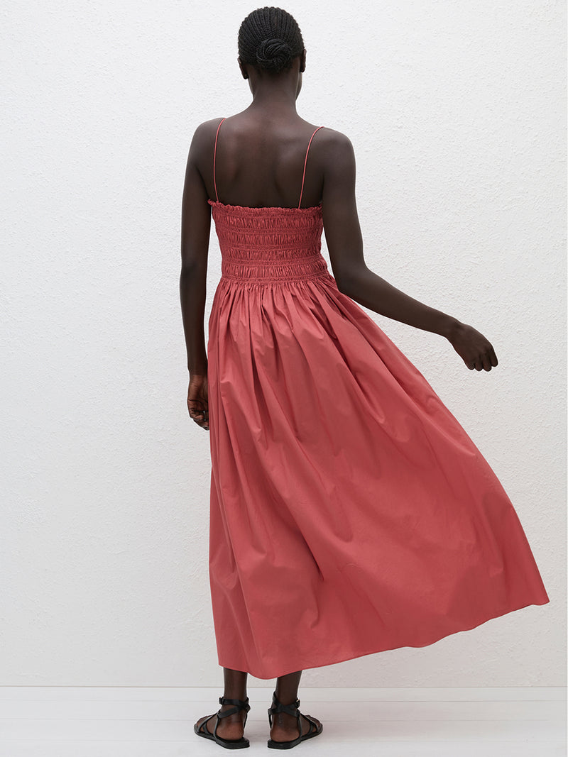 Shirred Bodice Dress in Rose