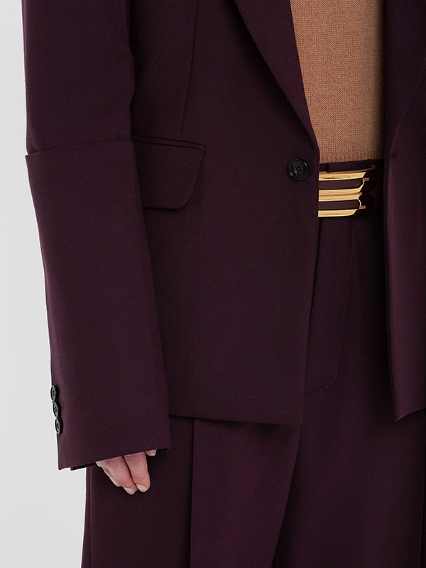 VICTORIA BECKHAM | Sleeve Detail Patch Pocket Jacket in Deep Mahogany