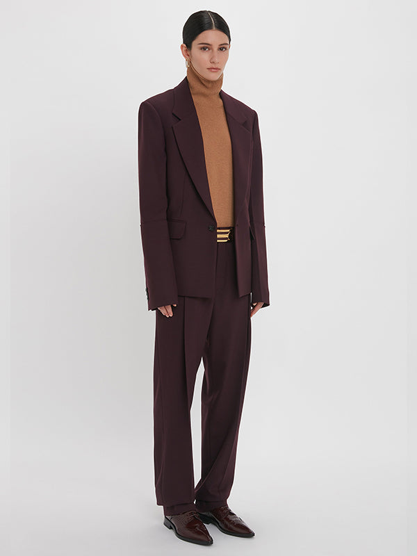 VICTORIA BECKHAM | Sleeve Detail Patch Pocket Jacket in Deep Mahogany