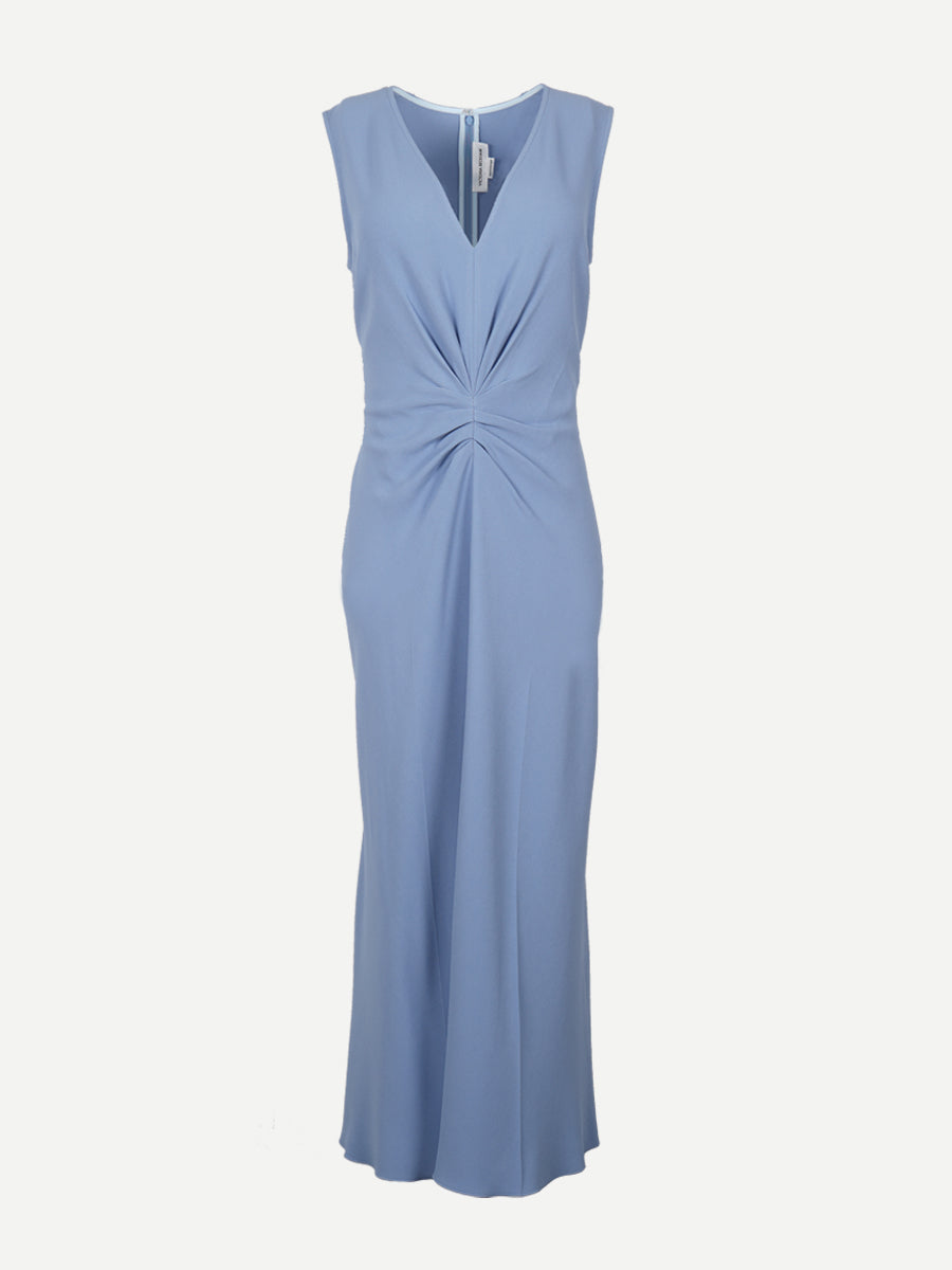 Victoria Beckham | Sleeveless Gathered Waist Midi Dress in Bluebell