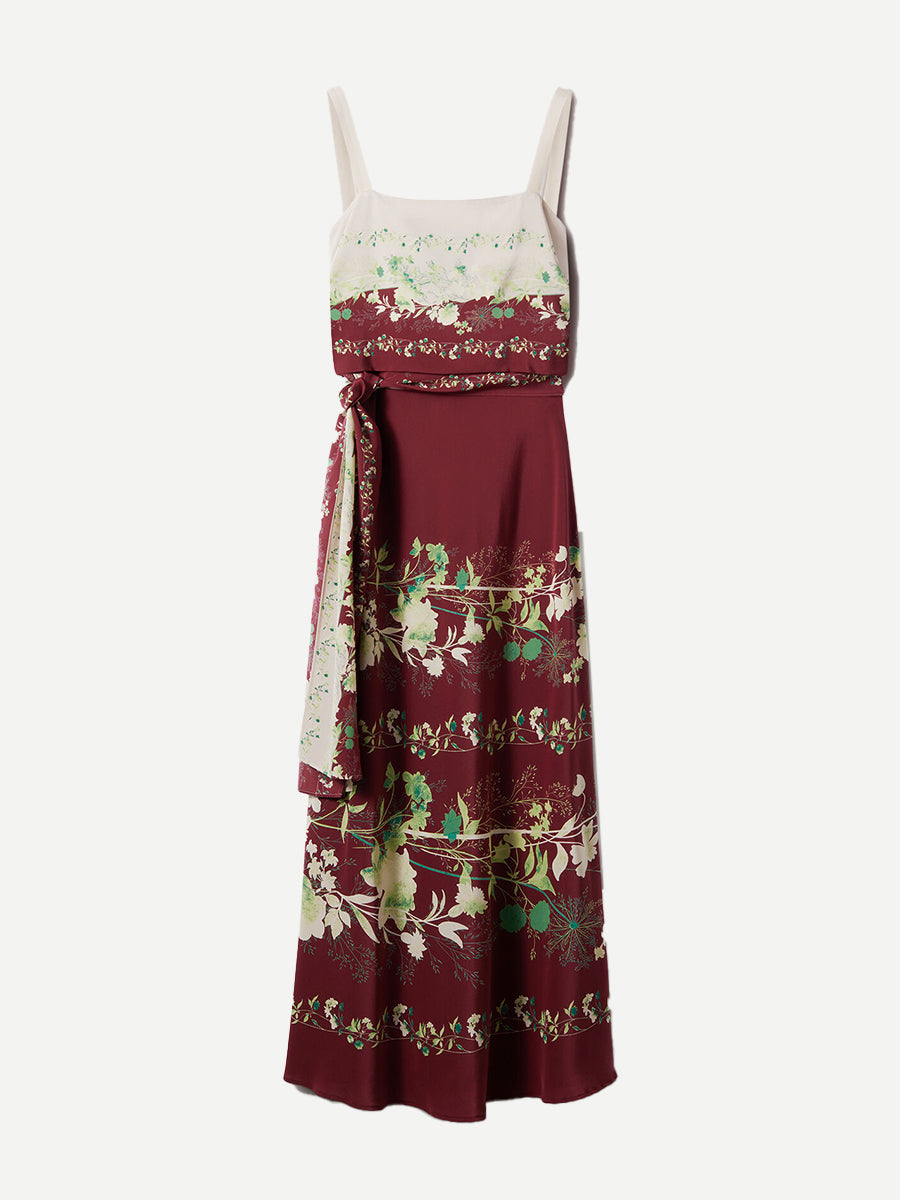 La DoubleJ | Slip-Around Dress in Woodland Placee Burgundy