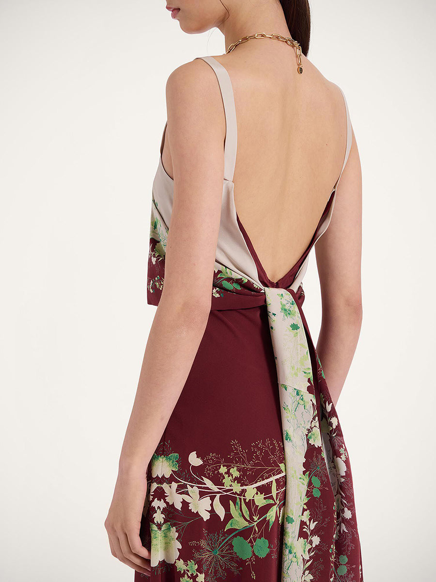 La DoubleJ | Slip-Around Dress in Woodland Placee Burgundy