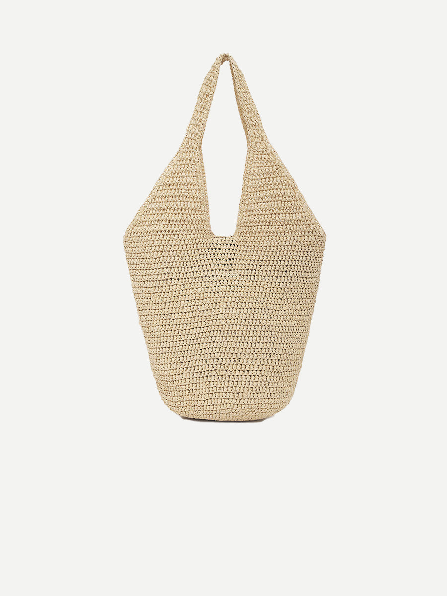 Small Leah Hobo in Natural with Black