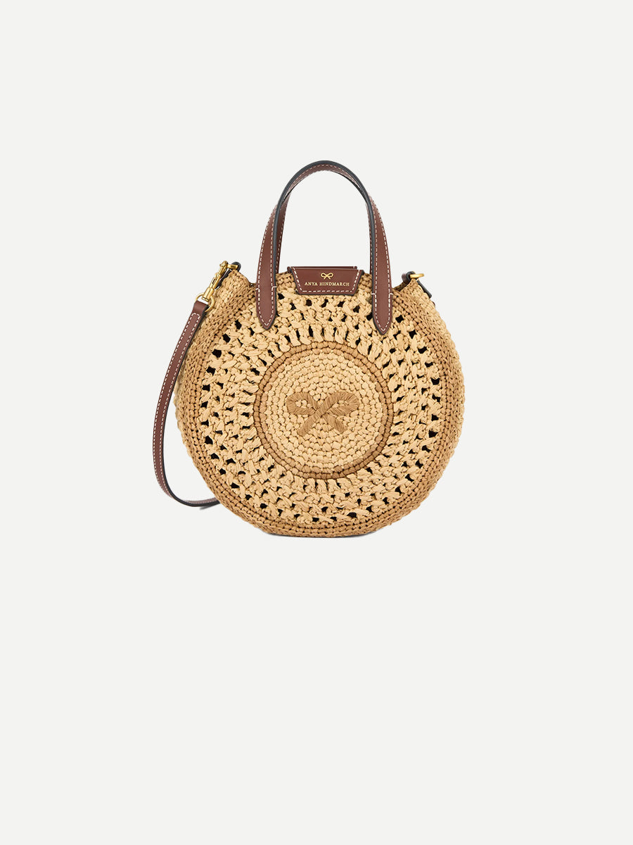 Anya Hindmarch | Small Round Bow Tote in Natural Raffia