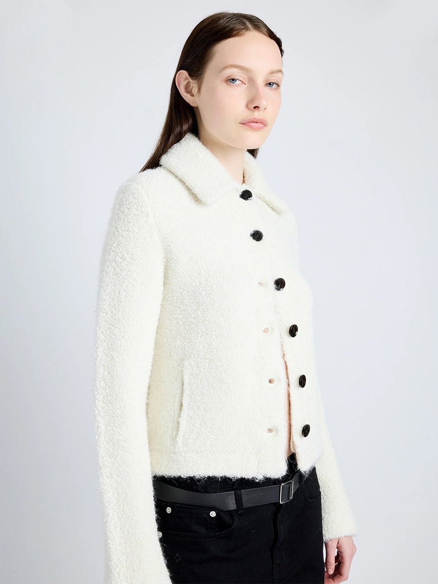 Sylvie Boucle Knit Jacket in Ivory