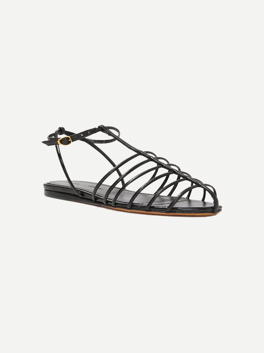 Tee Cage Flat Sandals in Black