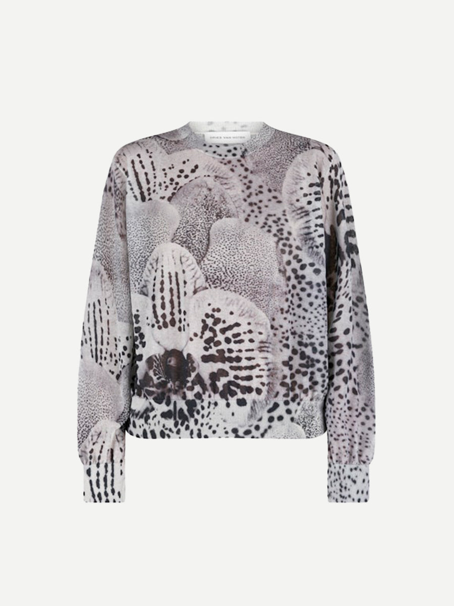 Dries Van Noten | Tilly Knit Sweater in Abstract Grey