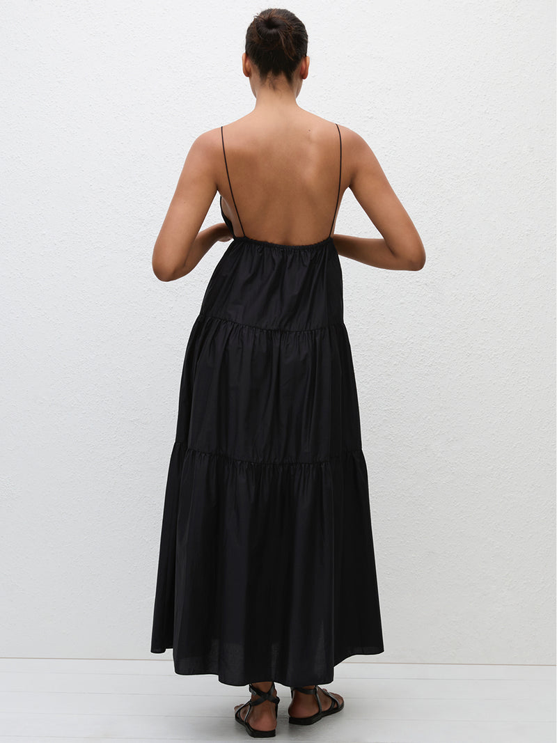 Triangle Tiered Sundress in Black