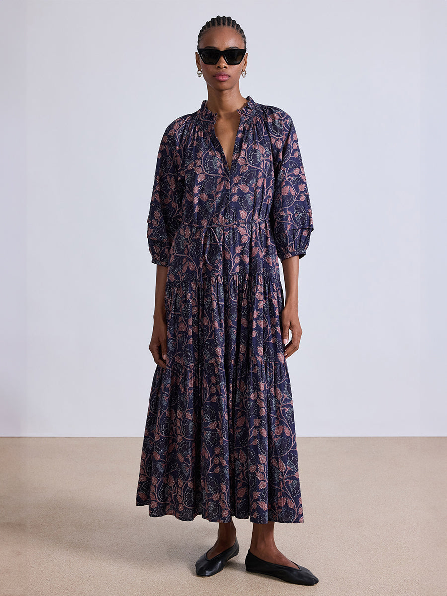 Apiece Apart | Trinidad Maxi Dress in Camille Floral Navy