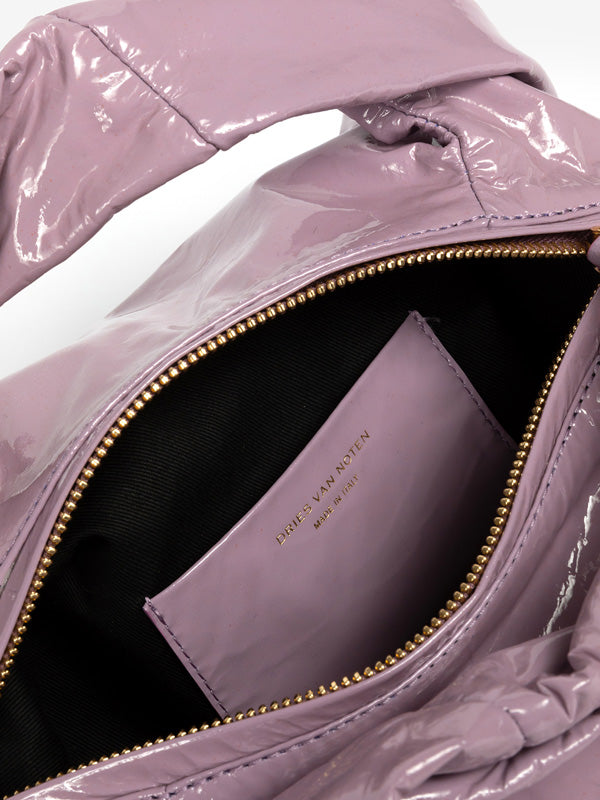 Dries Van Noten Twist Leather Tote in Lilac