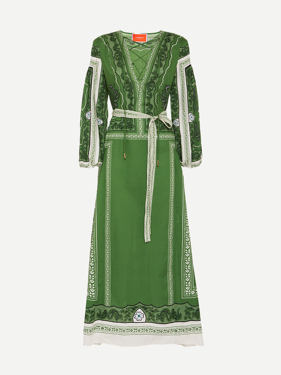 La DoubleJ | Viviana Dress in Mirage Placee Green