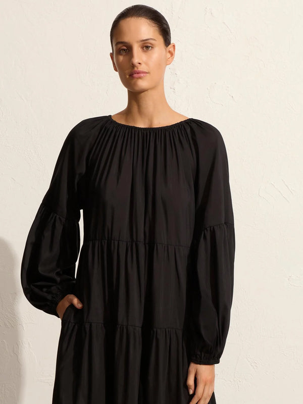 Matteau | Voluminious Tiered Dress in Black