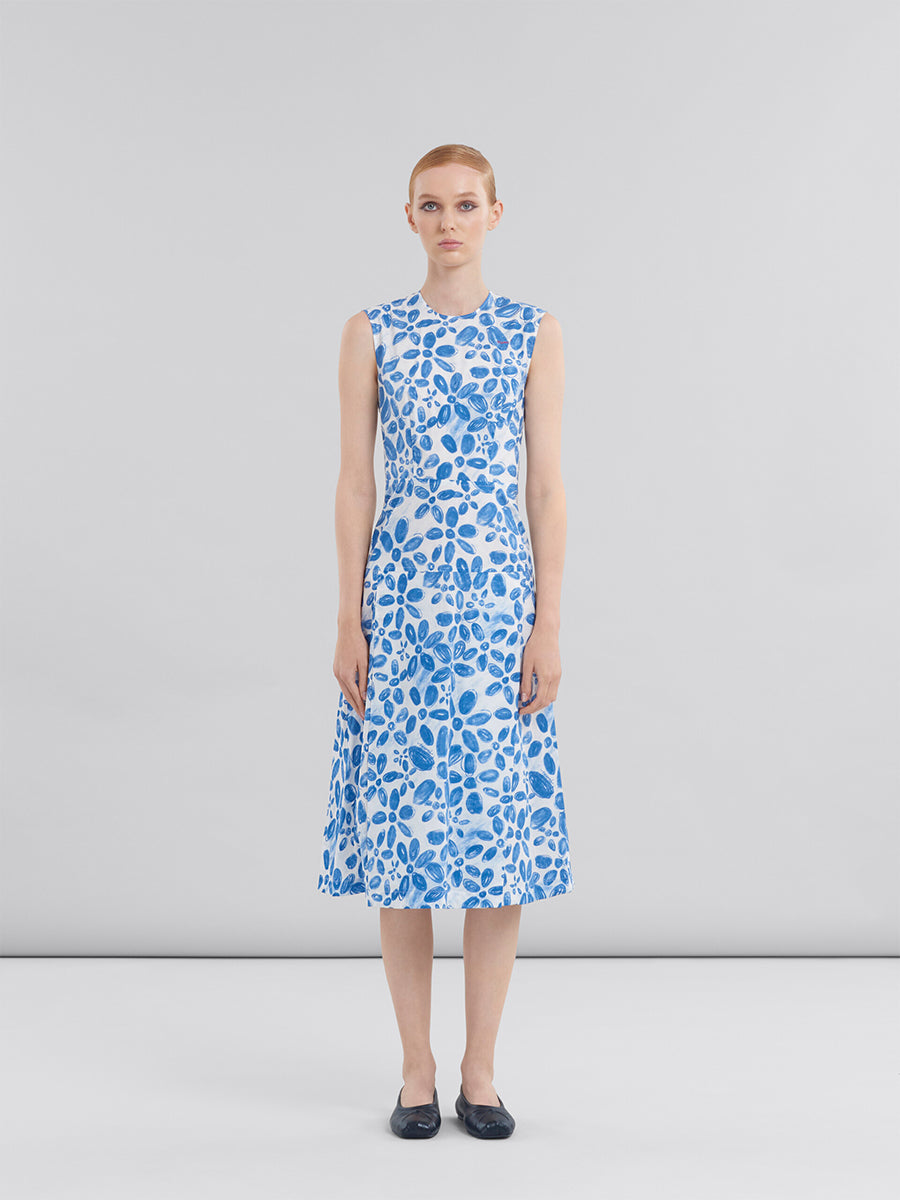 Marni | White Poplin Dress in Blooming Print