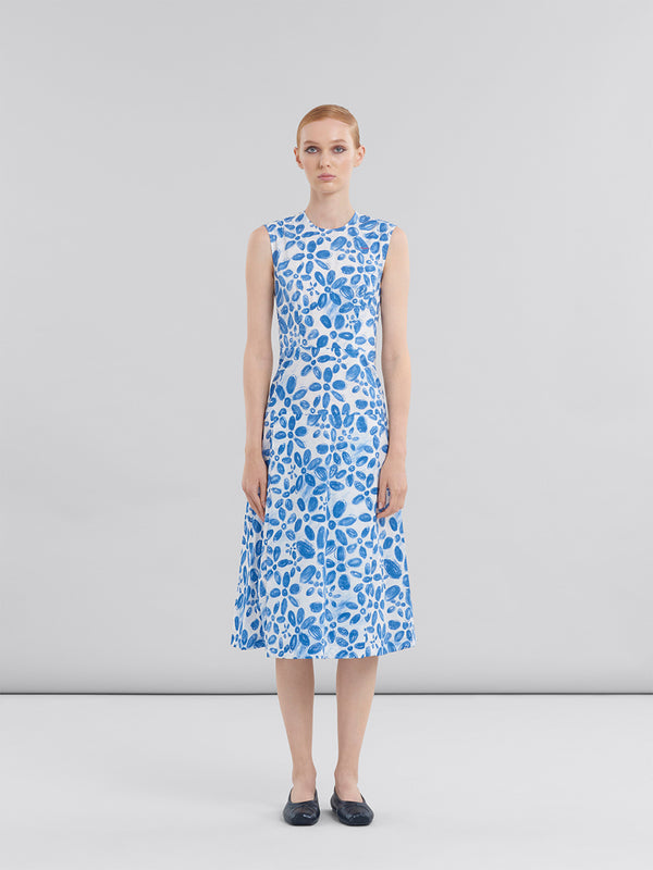 Marni | White Poplin Dress in Blooming Print