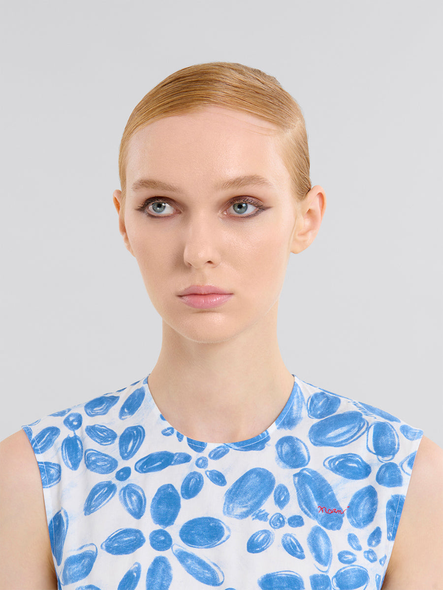 Marni | White Poplin Dress in Blooming Print