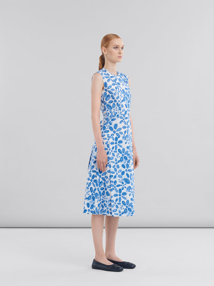 Marni | White Poplin Dress in Blooming Print