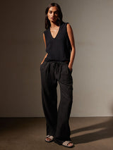 JAMES PERSE | Wide Leg Linen Pant in Black