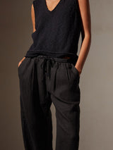 JAMES PERSE | Wide Leg Linen Pant in Black