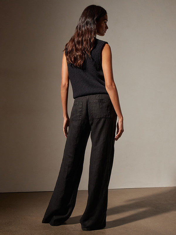 JAMES PERSE | Wide Leg Linen Pant in Black