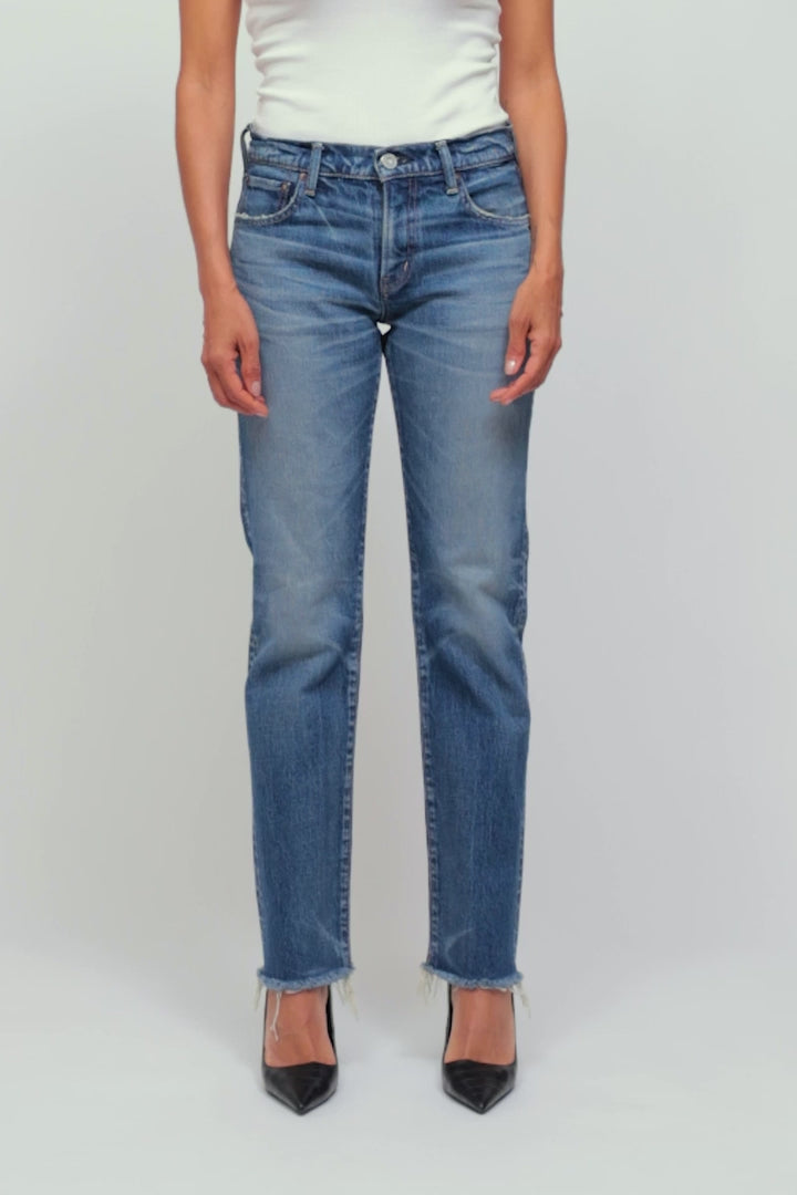 Moussy Vintage | MV Florahome Slim Straight in Blue