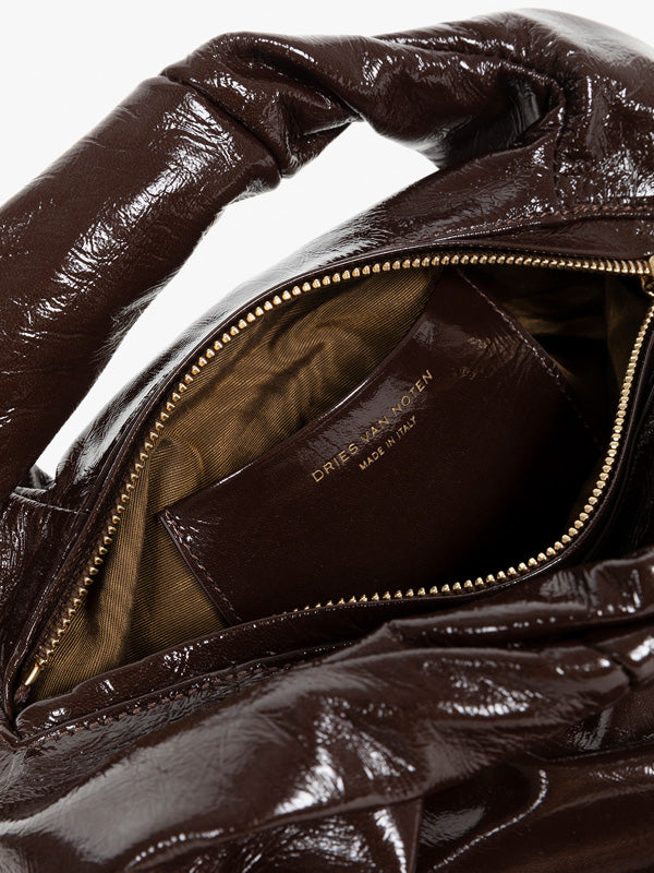 DRIES VAN NOTEN Crinkled patent-leather tote