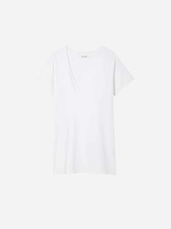 Nili Lotan Carol V-Neck Tee Shirt in White